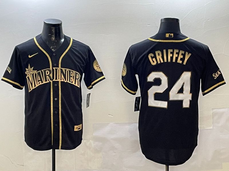 Men Seattle Mariners #24 Griffey Black Gold Game 2025 Nike MLB Jersey style 2